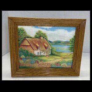 “Irish Cottage” Watercolor Jules Chatelain Artist Framed W/Glass Signed 8” X 10”